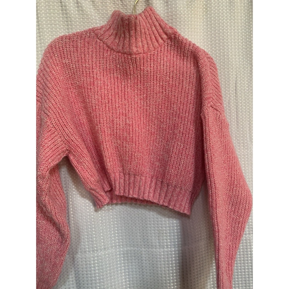 SHEIN Large Pink Ribbed Crop Sweater Barbie Core